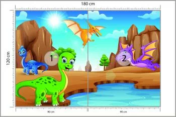 Fototapeta Bajkowe Dinozaury Nad Wodą - obrazek 3