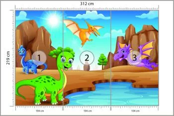 Fototapeta Bajkowe Dinozaury Nad Wodą - obrazek 3