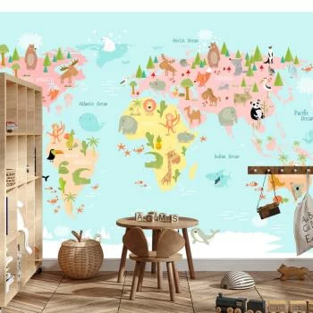 Fototapeta Mapa Świata Ze Zwierzętami
