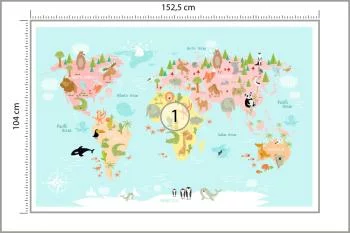Fototapeta Mapa Świata Ze Zwierzętami - obrazek 3
