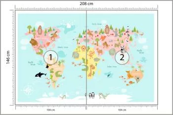 Fototapeta Mapa Świata Ze Zwierzętami - obrazek 3