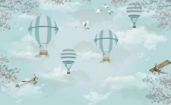 Fototapeta Balony I Samoloty Retro - obrazek 2