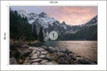 Fototapeta - Górski Krajobraz z Jeziorem o Zachodzie Słońca - obrazek 3