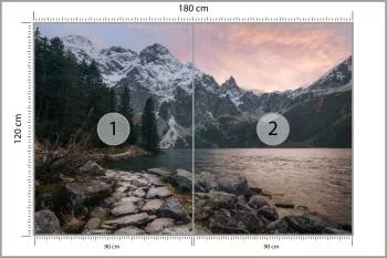 Fototapeta - Górski Krajobraz z Jeziorem o Zachodzie Słońca - obrazek 3