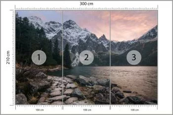 Fototapeta - Górski Krajobraz z Jeziorem o Zachodzie Słońca - obrazek 3