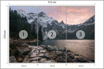 Fototapeta - Górski Krajobraz z Jeziorem o Zachodzie Słońca - obrazek 3