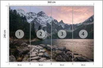 Fototapeta - Górski Krajobraz z Jeziorem o Zachodzie Słońca - obrazek 3