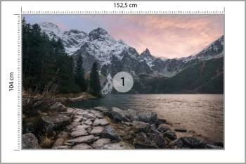 Fototapeta - Górski Krajobraz z Jeziorem o Zachodzie Słońca - obrazek 3