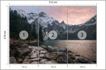 Fototapeta - Górski Krajobraz z Jeziorem o Zachodzie Słońca - obrazek 3