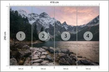 Fototapeta - Górski Krajobraz z Jeziorem o Zachodzie Słońca - obrazek 3