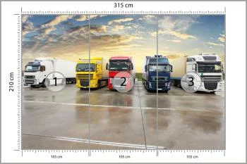 Fototapeta Kolorowe Ciężarówki Na Parkingu - obrazek 3
