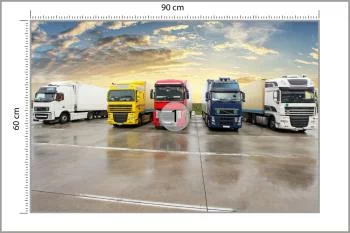 Fototapeta Kolorowe Ciężarówki Na Parkingu - obrazek 3