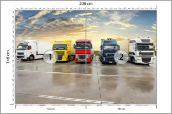 Fototapeta Kolorowe Ciężarówki Na Parkingu - obrazek 3
