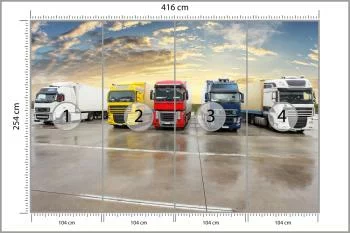 Fototapeta Kolorowe Ciężarówki Na Parkingu - obrazek 3