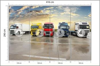 Fototapeta Kolorowe Ciężarówki Na Parkingu - obrazek 3