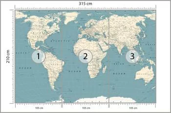 Fototapeta Mapa Świata - Klasyczny Styl Kartograficzny - obrazek 3