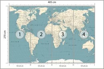 Fototapeta Mapa Świata - Klasyczny Styl Kartograficzny - obrazek 3