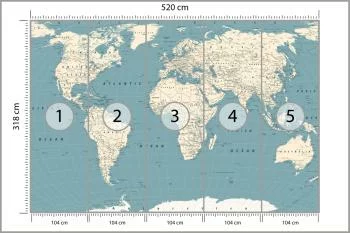 Fototapeta Mapa Świata - Klasyczny Styl Kartograficzny - obrazek 3