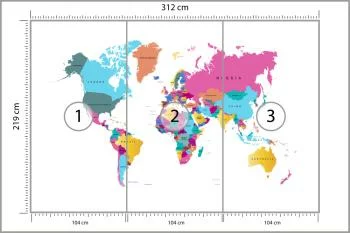 Fototapeta Mapa Świata - Nowoczesna i Kolorowa - obrazek 3