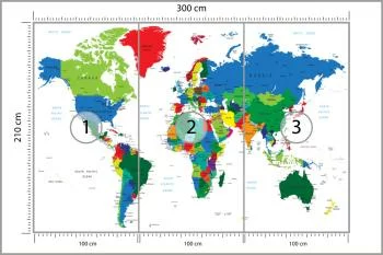 Fototapeta Mapa Świata - Żywe Kolory i Granice Państw - obrazek 3