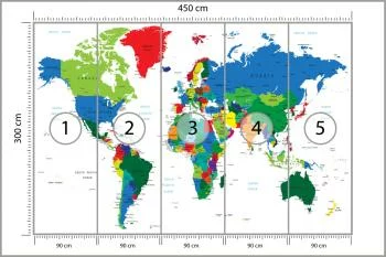 Fototapeta Mapa Świata - Żywe Kolory i Granice Państw - obrazek 3
