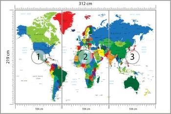 Fototapeta Mapa Świata - Żywe Kolory i Granice Państw - obrazek 3