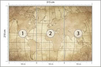 Fototapeta Starożytna Mapa Świata - Styl Vintage - obrazek 3