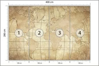 Fototapeta Starożytna Mapa Świata - Styl Vintage - obrazek 3