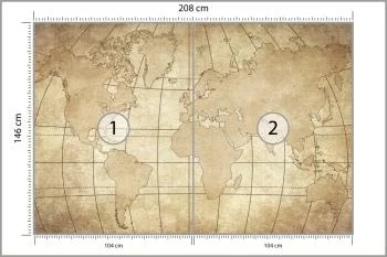 Fototapeta Starożytna Mapa Świata - Styl Vintage - obrazek 3