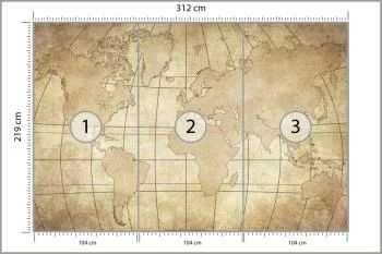 Fototapeta Starożytna Mapa Świata - Styl Vintage - obrazek 3