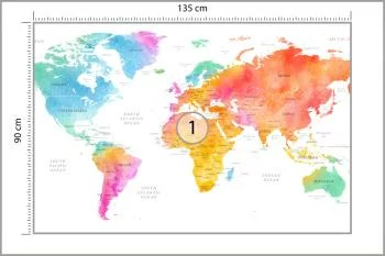Fototapeta Mapa Świata - Tęczowa Akwarela - obrazek 3