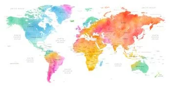 Fototapeta Mapa Świata - Tęczowa Akwarela - obrazek 2
