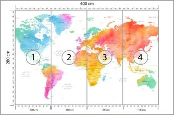 Fototapeta Mapa Świata - Tęczowa Akwarela - obrazek 3
