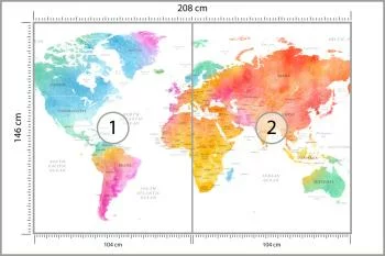 Fototapeta Mapa Świata - Tęczowa Akwarela - obrazek 3