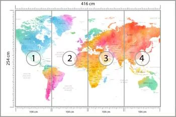 Fototapeta Mapa Świata - Tęczowa Akwarela - obrazek 3