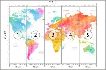 Fototapeta Mapa Świata - Tęczowa Akwarela - obrazek 3