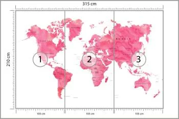 Fototapeta Mapa Świata - Gradientowy Róż - obrazek 3