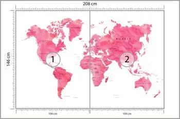 Fototapeta Mapa Świata - Gradientowy Róż - obrazek 3