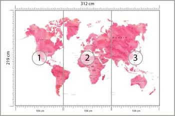 Fototapeta Mapa Świata - Gradientowy Róż - obrazek 3