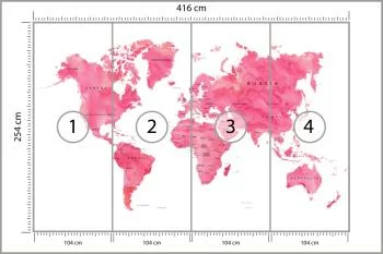 Fototapeta Mapa Świata - Gradientowy Róż - obrazek 3