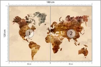 Fototapeta Mapa Świata - Styl Vintage Akwarela - obrazek 3