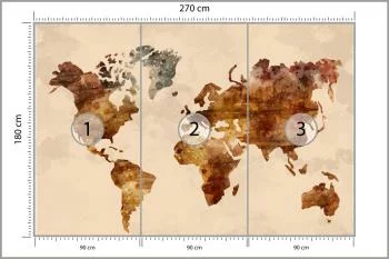 Fototapeta Mapa Świata - Styl Vintage Akwarela - obrazek 3