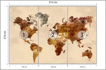 Fototapeta Mapa Świata - Styl Vintage Akwarela - obrazek 3