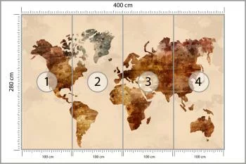 Fototapeta Mapa Świata - Styl Vintage Akwarela - obrazek 3