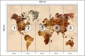 Fototapeta Mapa Świata - Styl Vintage Akwarela - obrazek 3
