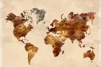 Fototapeta Mapa Świata - Styl Vintage Akwarela - obrazek 2