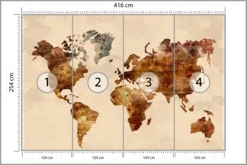 Fototapeta Mapa Świata - Styl Vintage Akwarela - obrazek 3