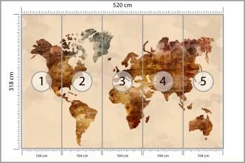Fototapeta Mapa Świata - Styl Vintage Akwarela - obrazek 3