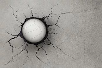 Fototapeta Piłka Siatkowa W Betonowej Ścianie - obrazek 2