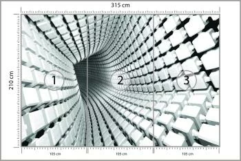 Fototapeta 3D Tunel - połączone kostki - obrazek 3